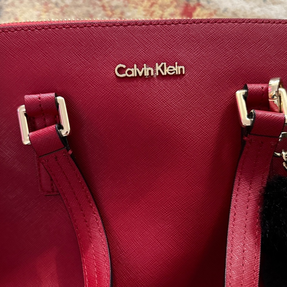 Calvin Klein Saffiano Leather Satchel - Picture 7 of 13